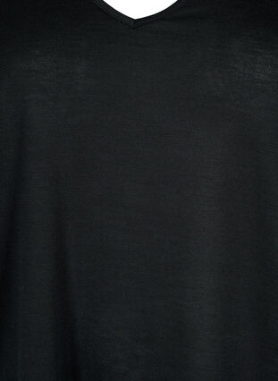 Kurzärmelige Bluse mit Spitze und V-Ausschnitt, Black, Packshot image number 2