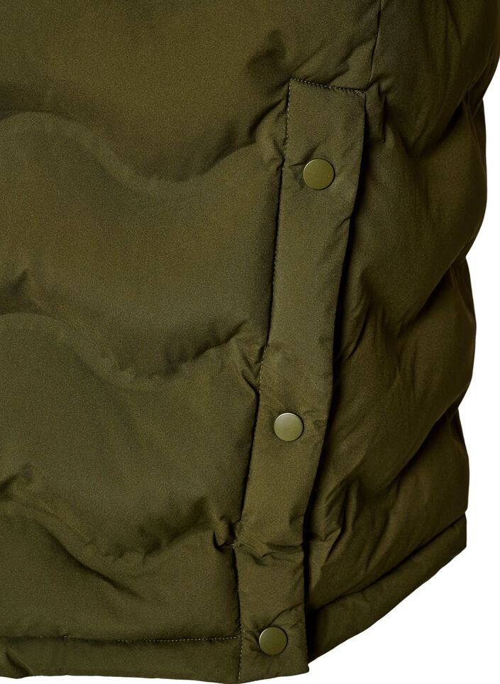 Lange Kapuzen-Steppjacke mit Wellenmuster, Gr&uuml;n, Packshot image number 4