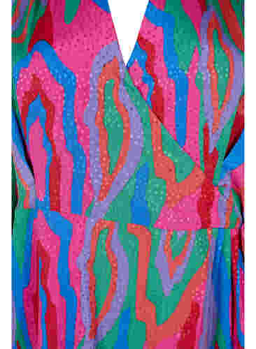 Bedrucktes Wickelkleid mit langen Ärmeln, Colorfull Art Print, Packshot image number 2