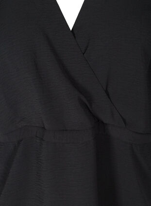 Bluse mit 3/4-Puffärmeln und Bindeband an der Taille, Black, Packshot image number 2