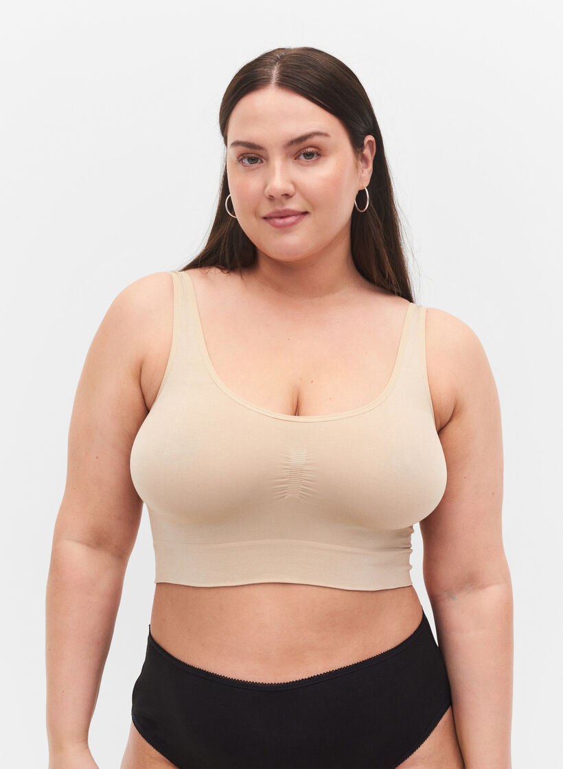 Weicher BH ohne Wattierung., Beige, Model image number 0