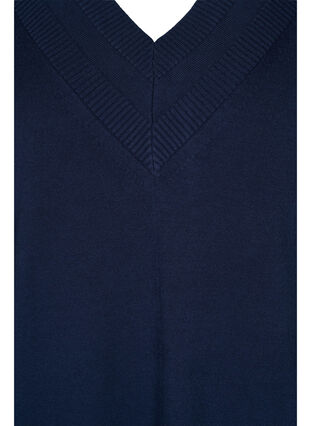 Strickkleid mit V-Ausschnitt und langen Ärmeln, Navy Blazer, Packshot image number 2