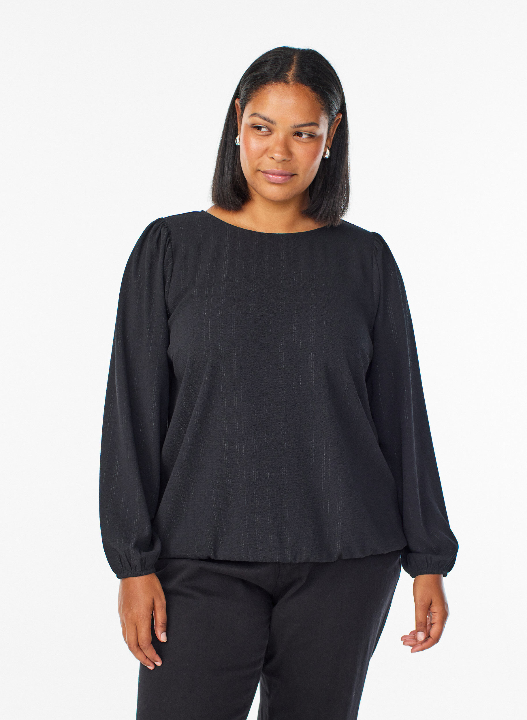 ZizziBluse mit Silberglitzer, Schwarz, Model image number 0