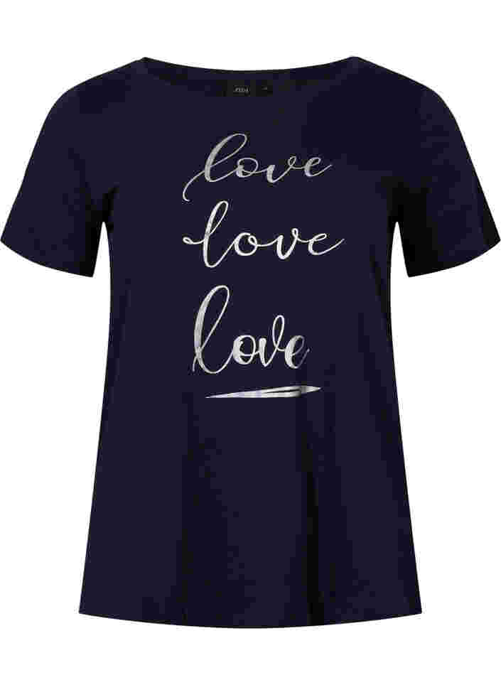 Kurzärmeliges Baumwoll-T-Shirt mit Print, Night Sky Love Love, Packshot image number 0
