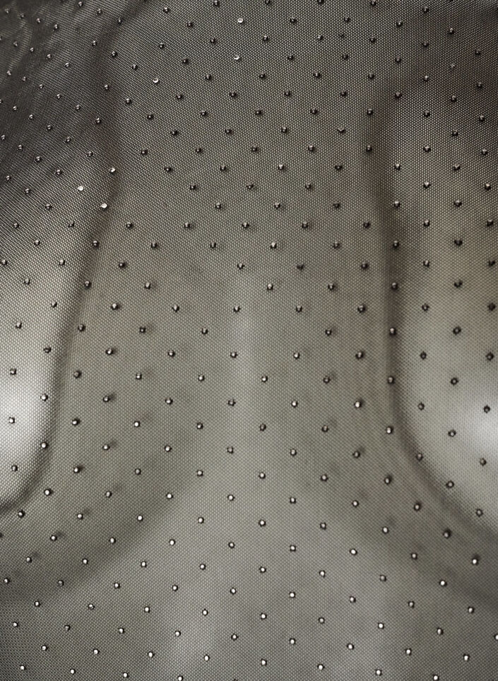 Transparente Bluse aus Mesh mit Strasssteinen, Schwarz, Packshot