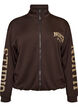 Sporty Bomber-Cardigan mit Rei&szlig;verschluss und hohem Kragen, Braun, Packshot image number 0