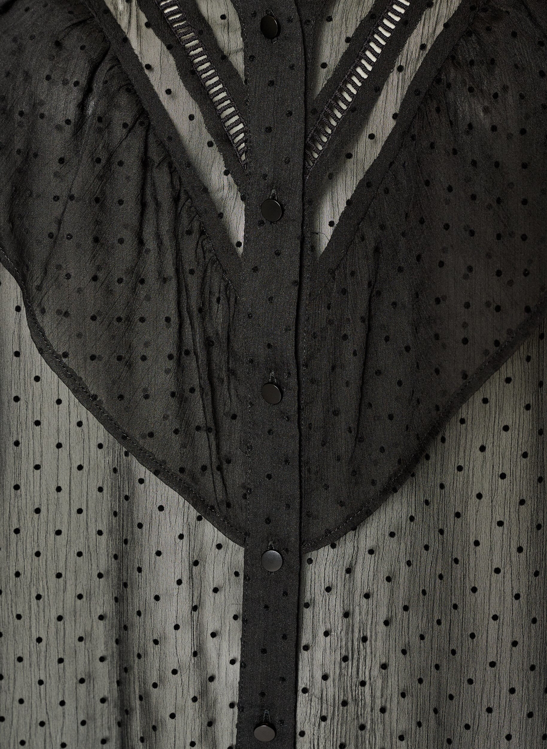 ZizziTransparente Hemdbluse mit Punkten und R&uuml;schendetails, Schwarz, Packshot image number 2