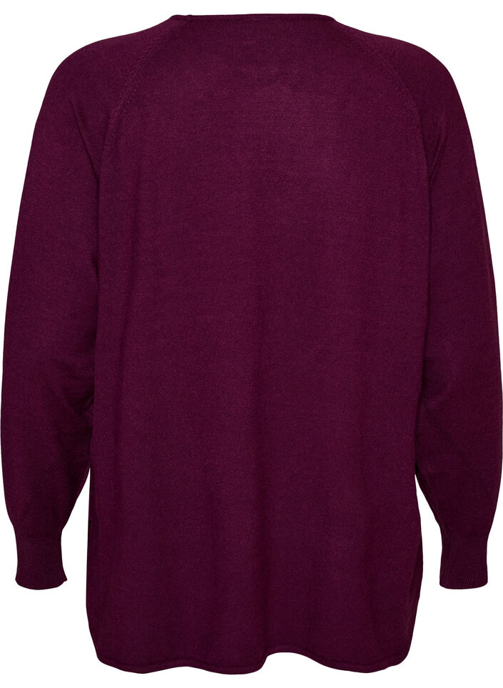 Strickbluse mit Rundhalsausschnitt und Strickmuster, Rot, Packshot image number 1