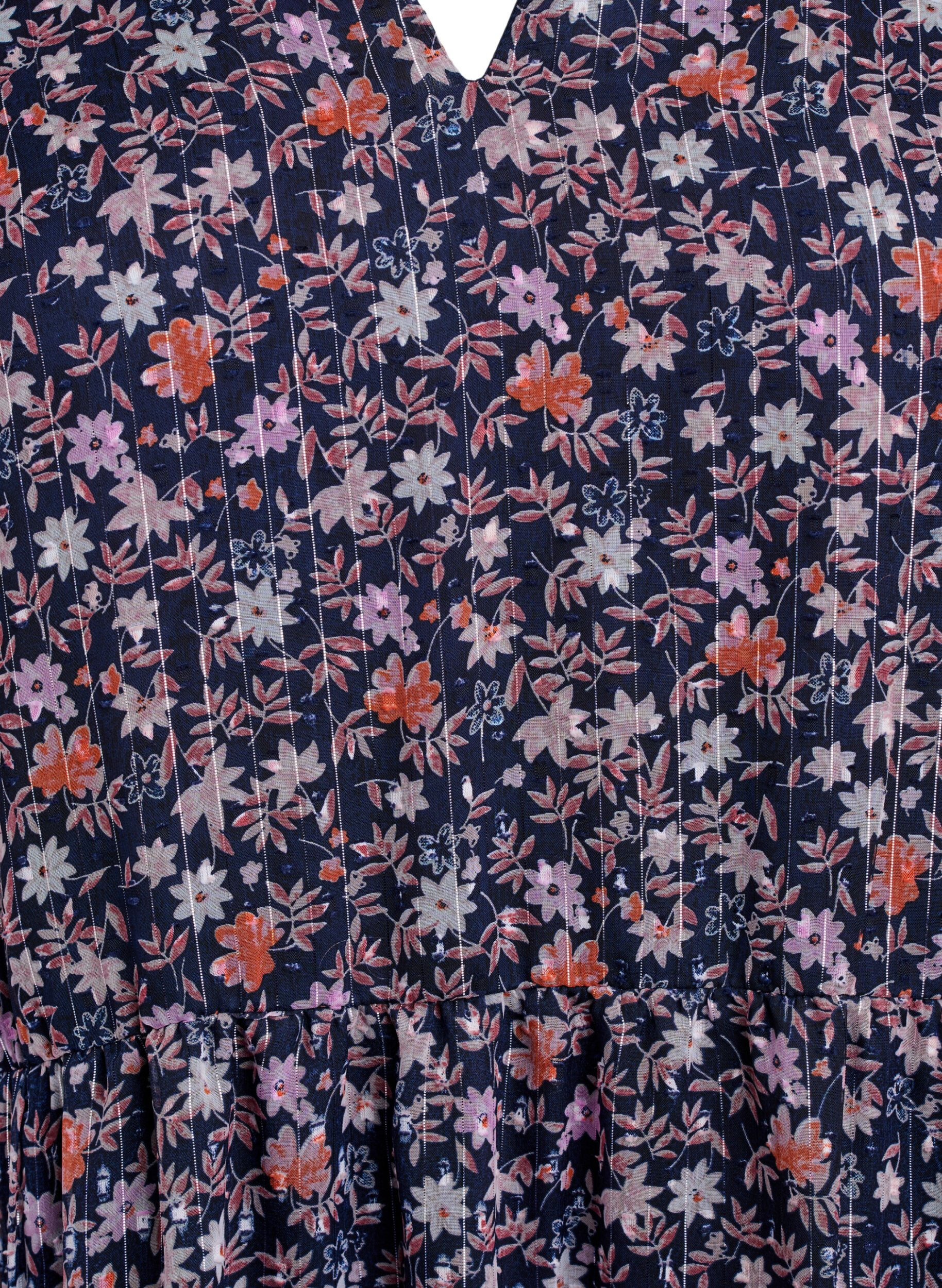 ZizziTunika aus Viskose mit gebl&uuml;mtem Print und Glitzerf&auml;den, Blau, Packshot image number 2