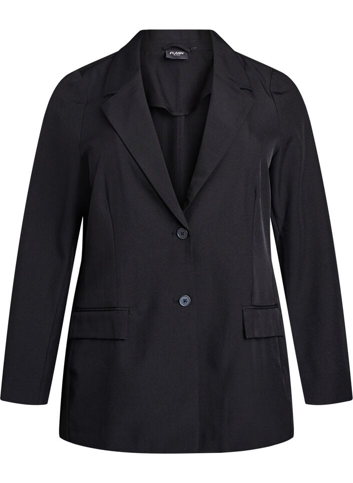 Blazer mit Taschen und Schlitzen, Schwarz, Packshot image number 0