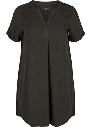 Kurzarm Kleid aus Lyocell, Black, Packshot image number 0
