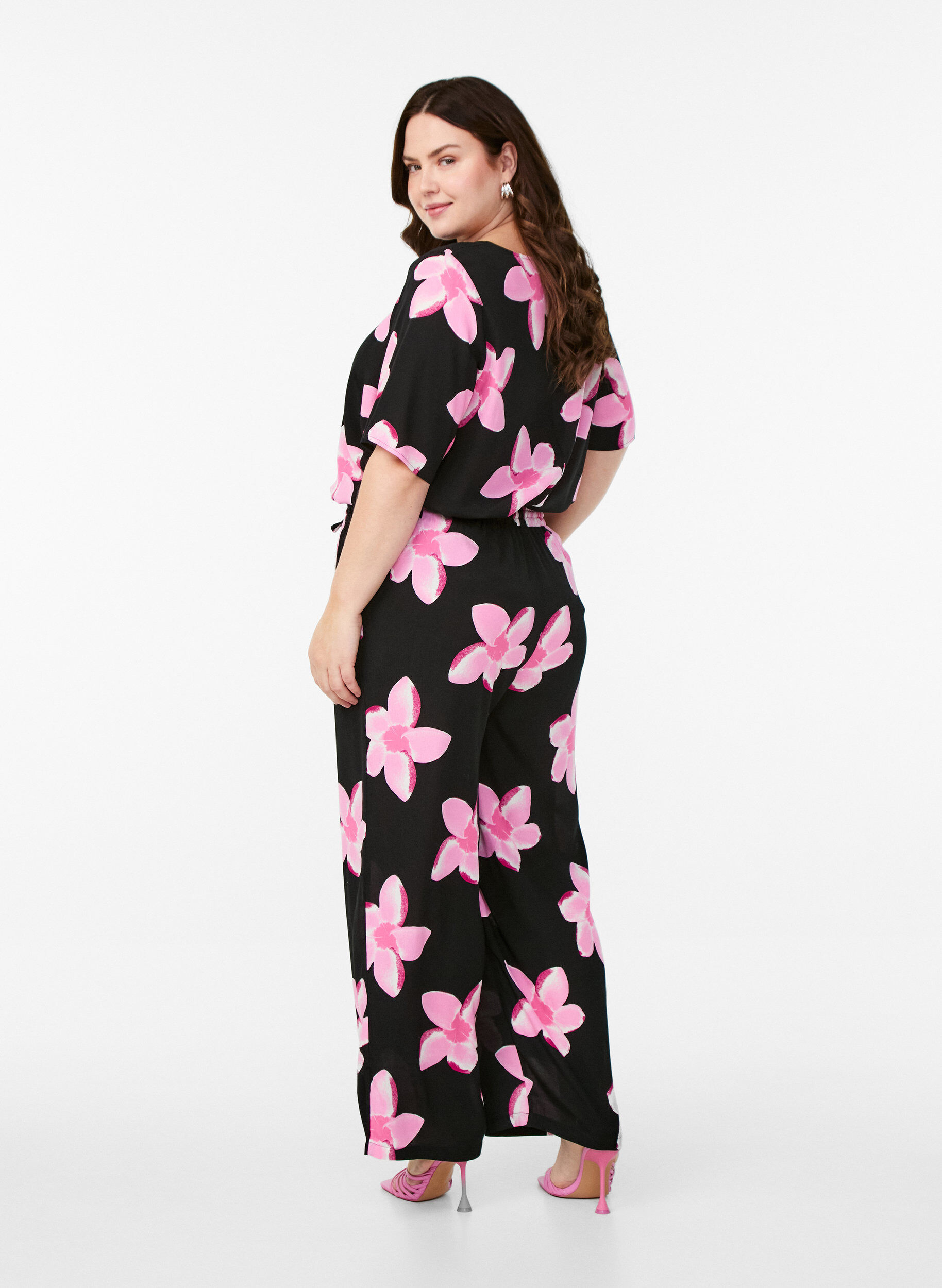 ZizziLockere Viskosehose mit Print, Schwarz, Model image number 1