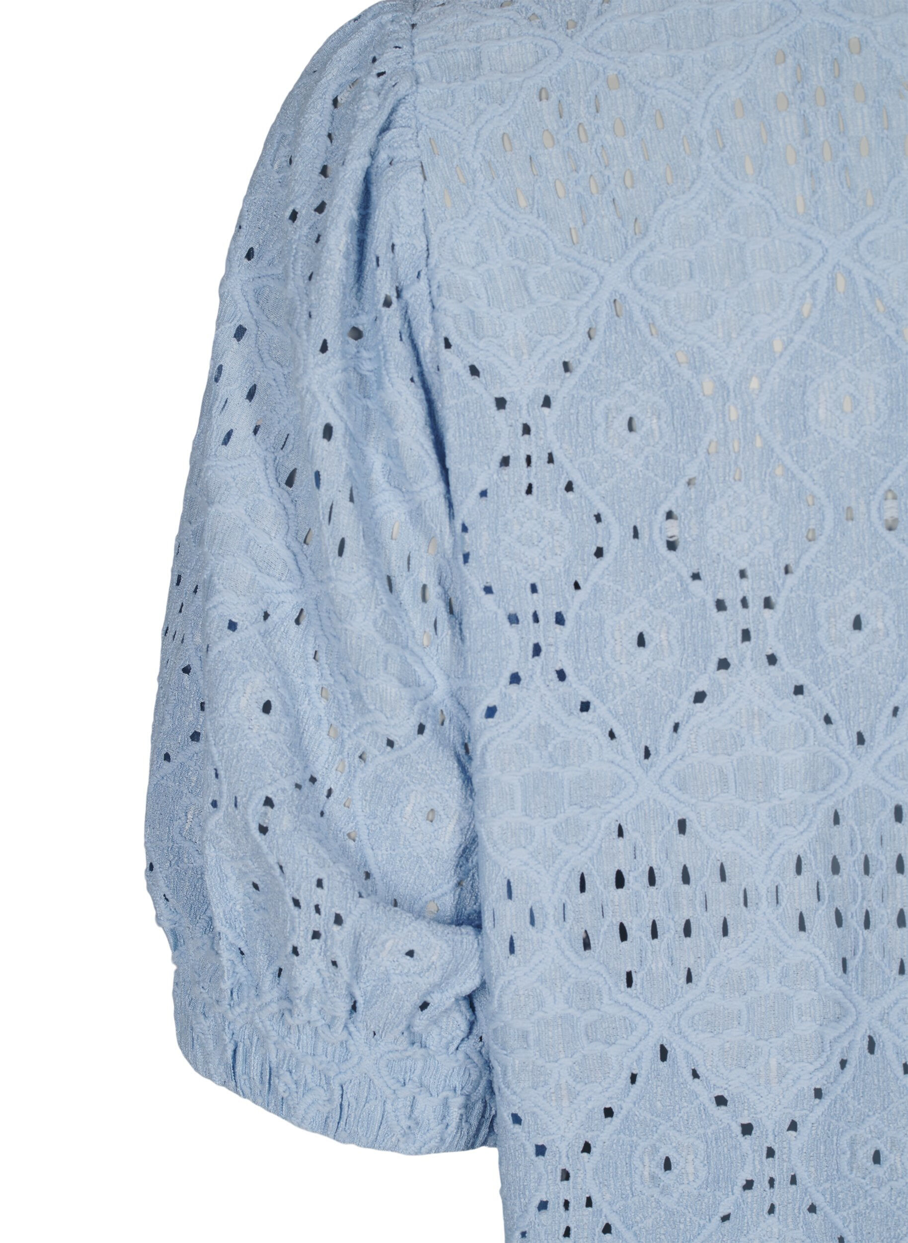 ZizziKurzes Kleid mit V-Ausschnitt und Lochmuster, Cashmere Blue, Packshot image number 3