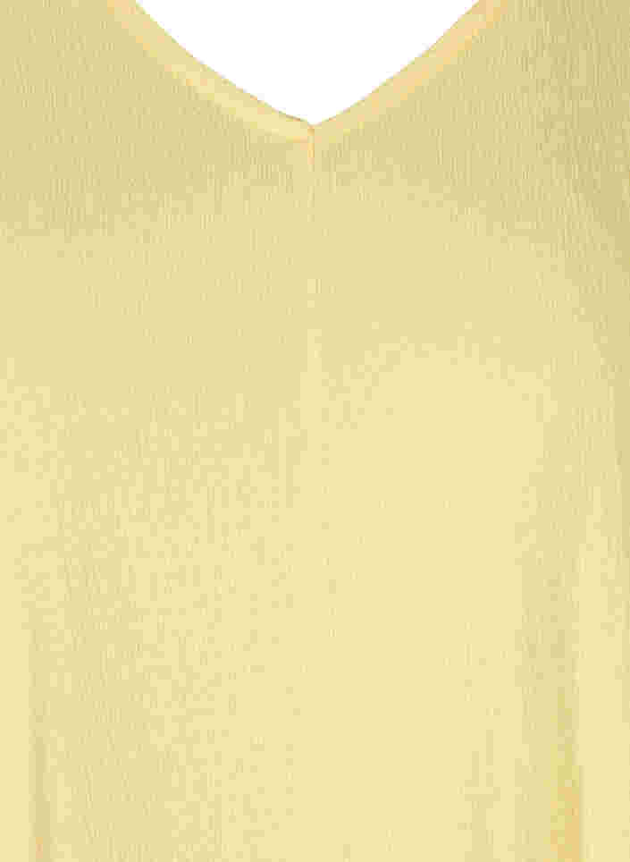 Kleid mit Puffärmeln und V-Ausschnitt, Mellow Yellow, Packshot image number 2