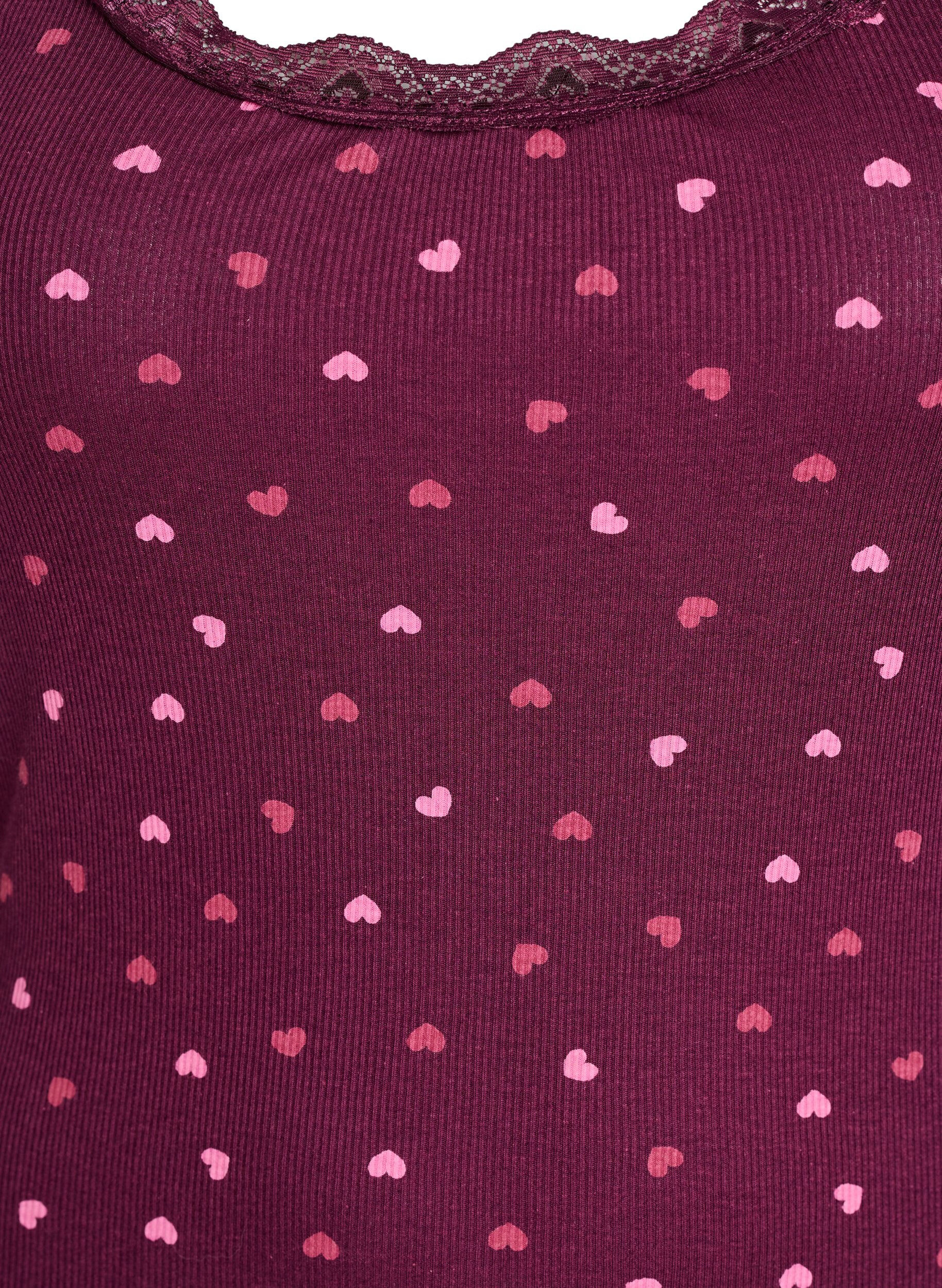 ZizziOberteil mit Aufdruck und Spitzenborte, Dunkles Bordeaux, Packshot image number 2