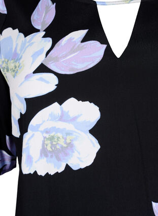Bluse mit Druck, Black Big Flower AOP, Packshot image number 2