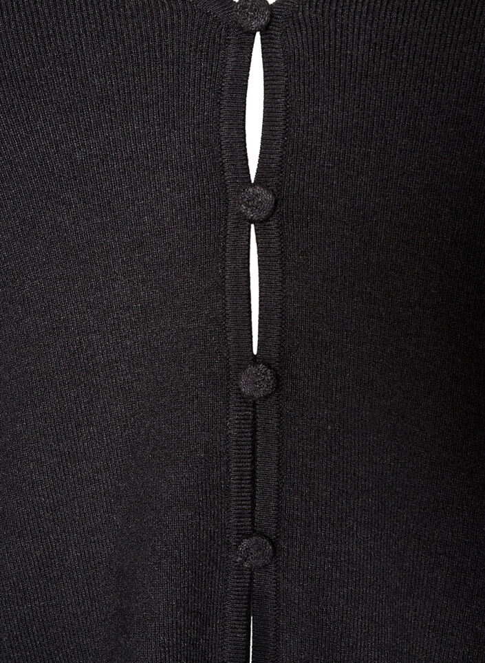Strickjacke aus Feinstrick mit stoffbezogenen Kn&ouml;pfen, Schwarz, Packshot image number 2