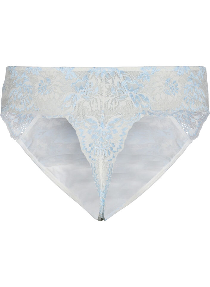 G-String mit Spitze und regulärer Taille, Tofu w. blue, Packshot image number 1