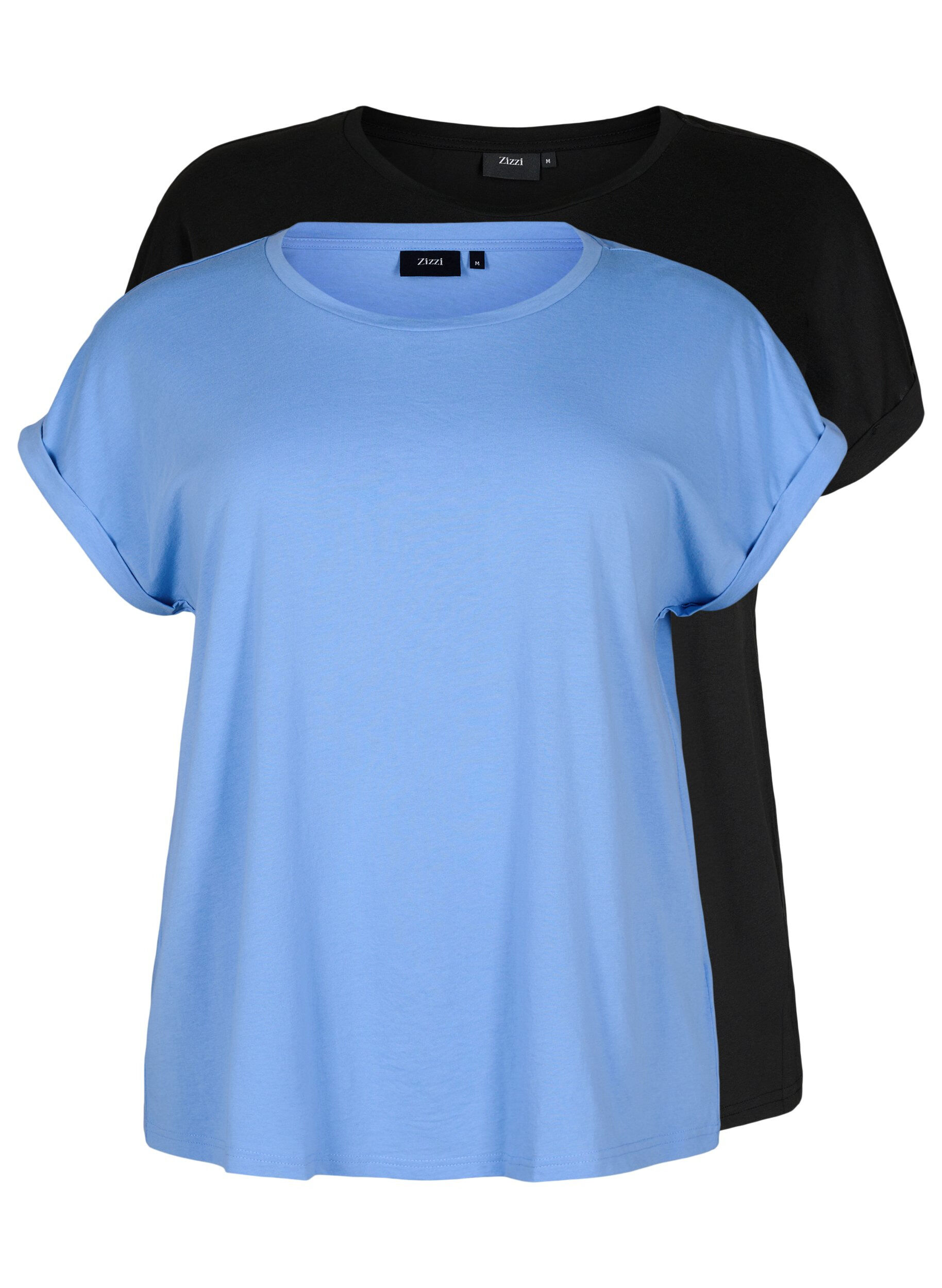 ZizziZwei-Pack T-Shirts mit kurzen &Auml;rmeln, Blau, Packshot image number 0