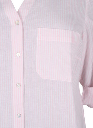 Hemdbluse mit Knopfverschluss aus Baumwoll-Leinen-Gemisch, Rosebloom White, Packshot image number 3