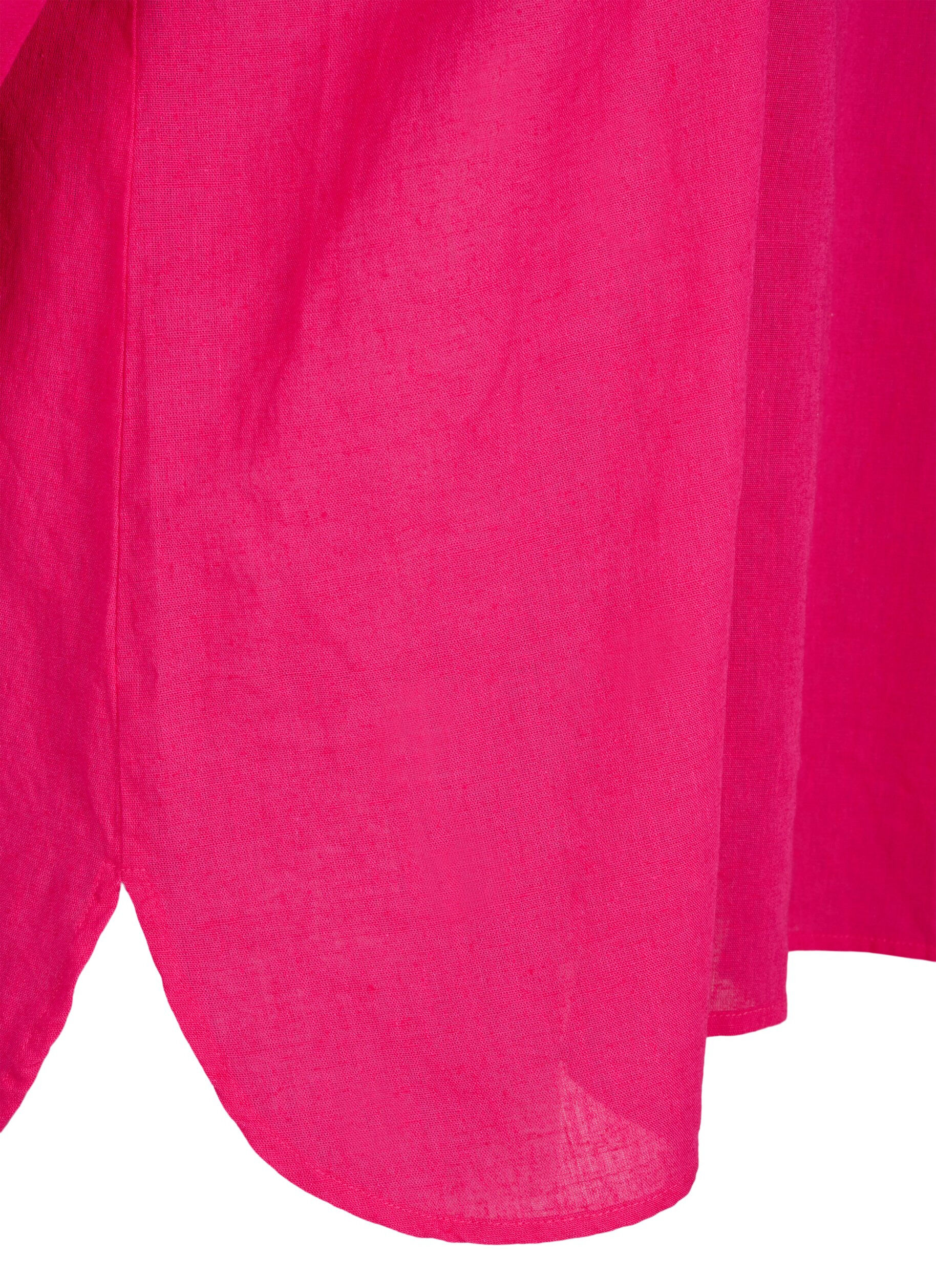 ZizziHemdbluse mit Knopfverschluss aus Baumwoll-Leinen-Gemisch, Bright Rose, Packshot image number 3