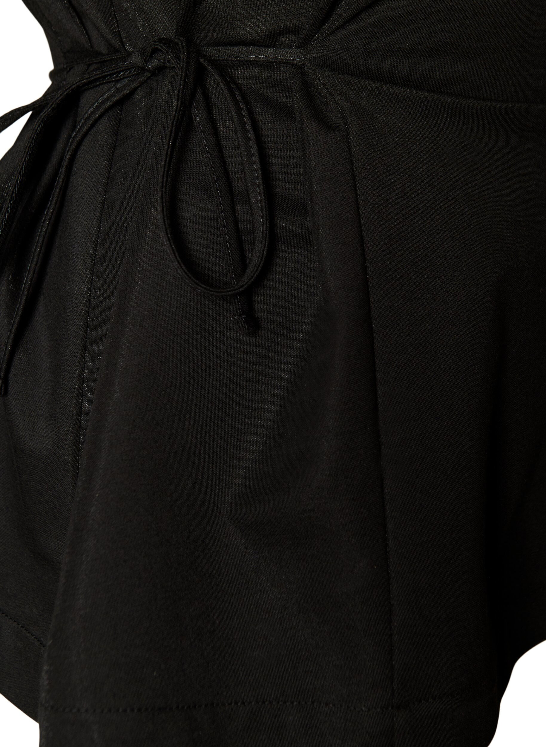 ZizziBluse aus einer Baumwollmischung mit V-Ausschnitt und Bindeband, Schwarz, Packshot image number 3