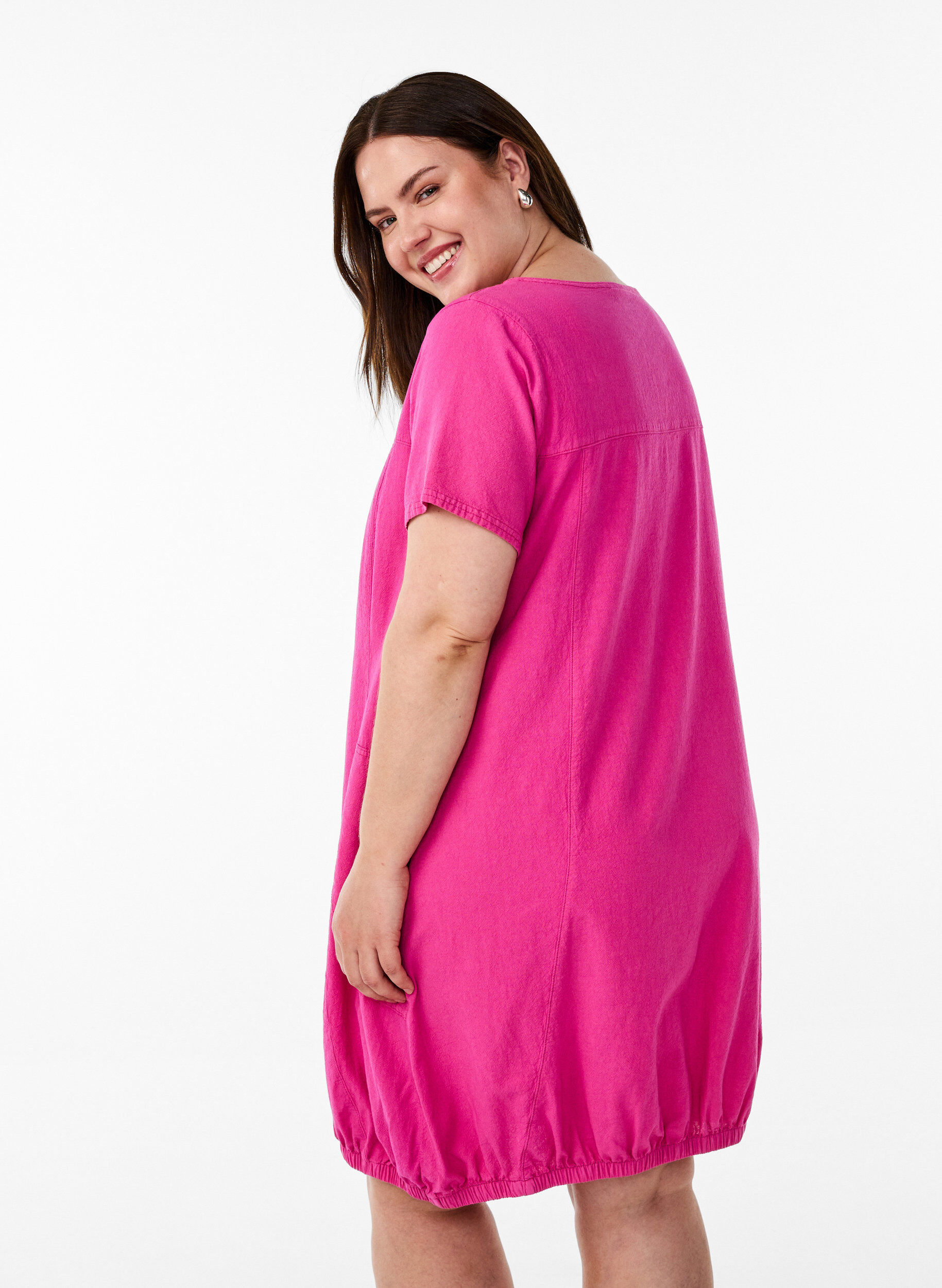 ZizziKurzarm Kleid aus Baumwolle, Rot, Model image number 2