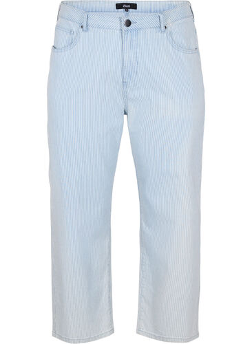 Straight Jeans mit Knöchellänge, Light Blue Stripe, Packshot image number 0