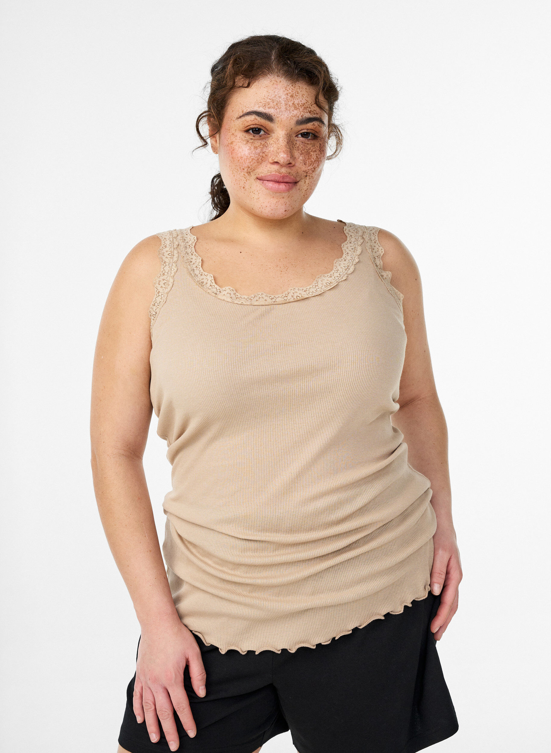 ZizziSpitzentop, Beige, Model image number 0