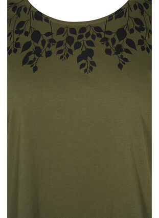 T-Shirt aus Baumwolle mit Printdetails, Ivy Green Mel Leaf, Packshot image number 2