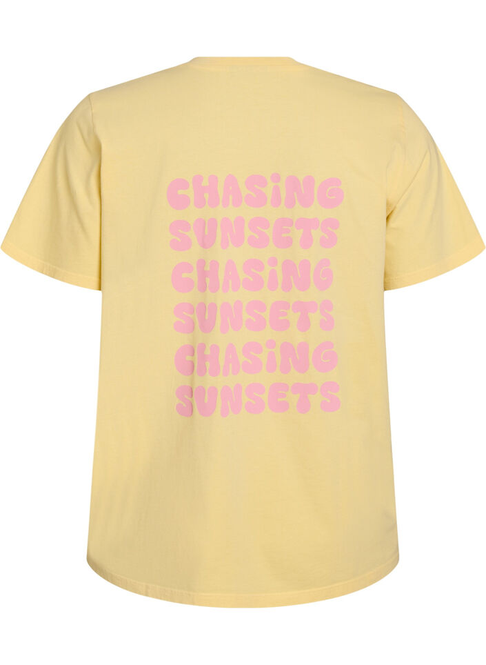 T-Shirt aus Bio-Baumwolle mit R&uuml;ckenprint, Gelb, Packshot image number 1