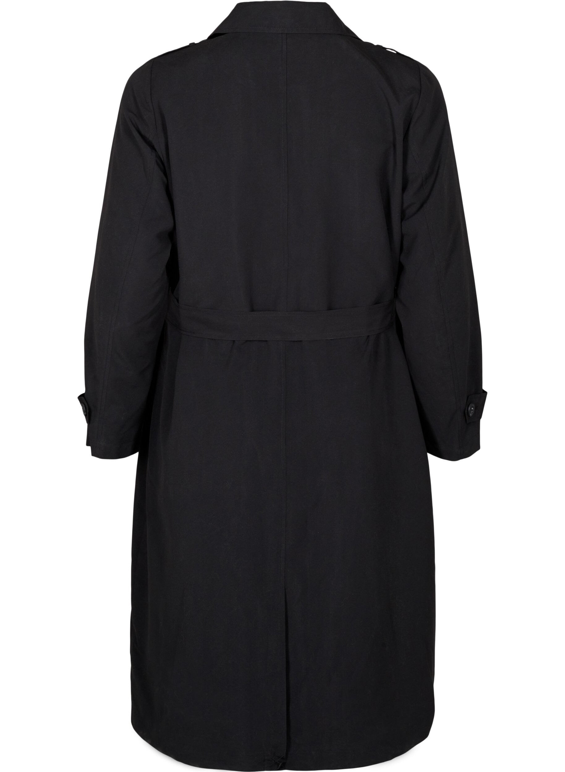 ZizziLanger Trenchcoat mit G&uuml;rtel, Black, Packshot image number 1