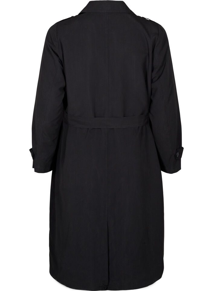 Langer Trenchcoat mit Gürtel, Black, Packshot image number 1