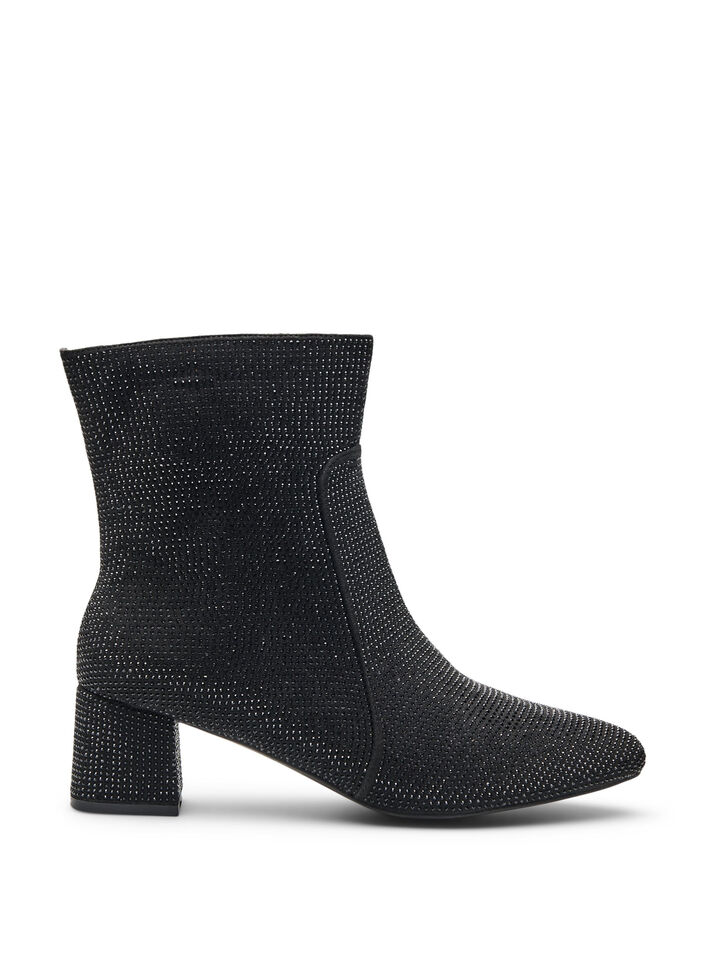 Extra-Weite – Knöchenstiefel mit Strasssteinen, Schwarz, Packshot image number 0