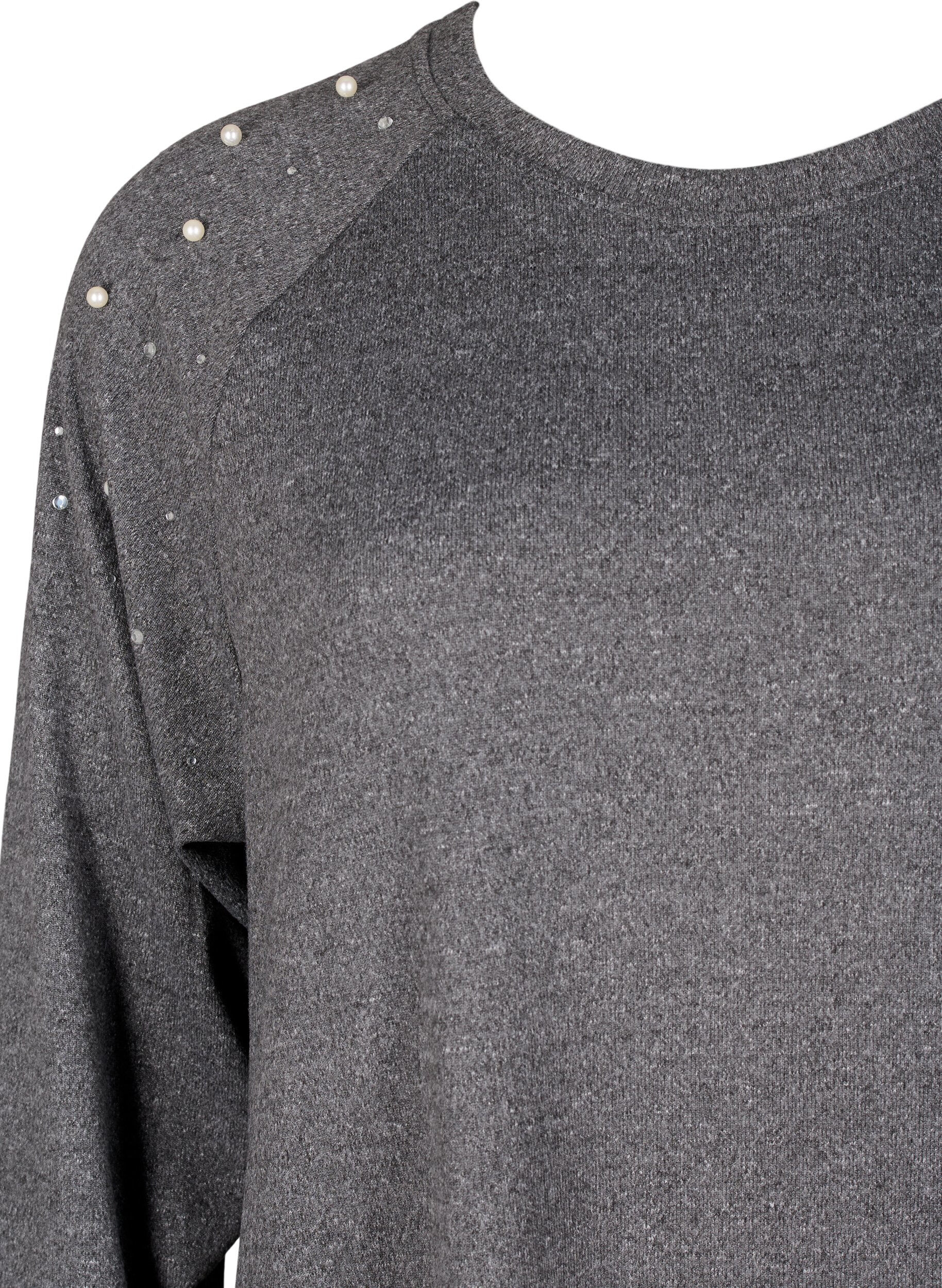 ZizziLang&auml;rmliges Kleid mit Perlen, Grau, Packshot image number 2