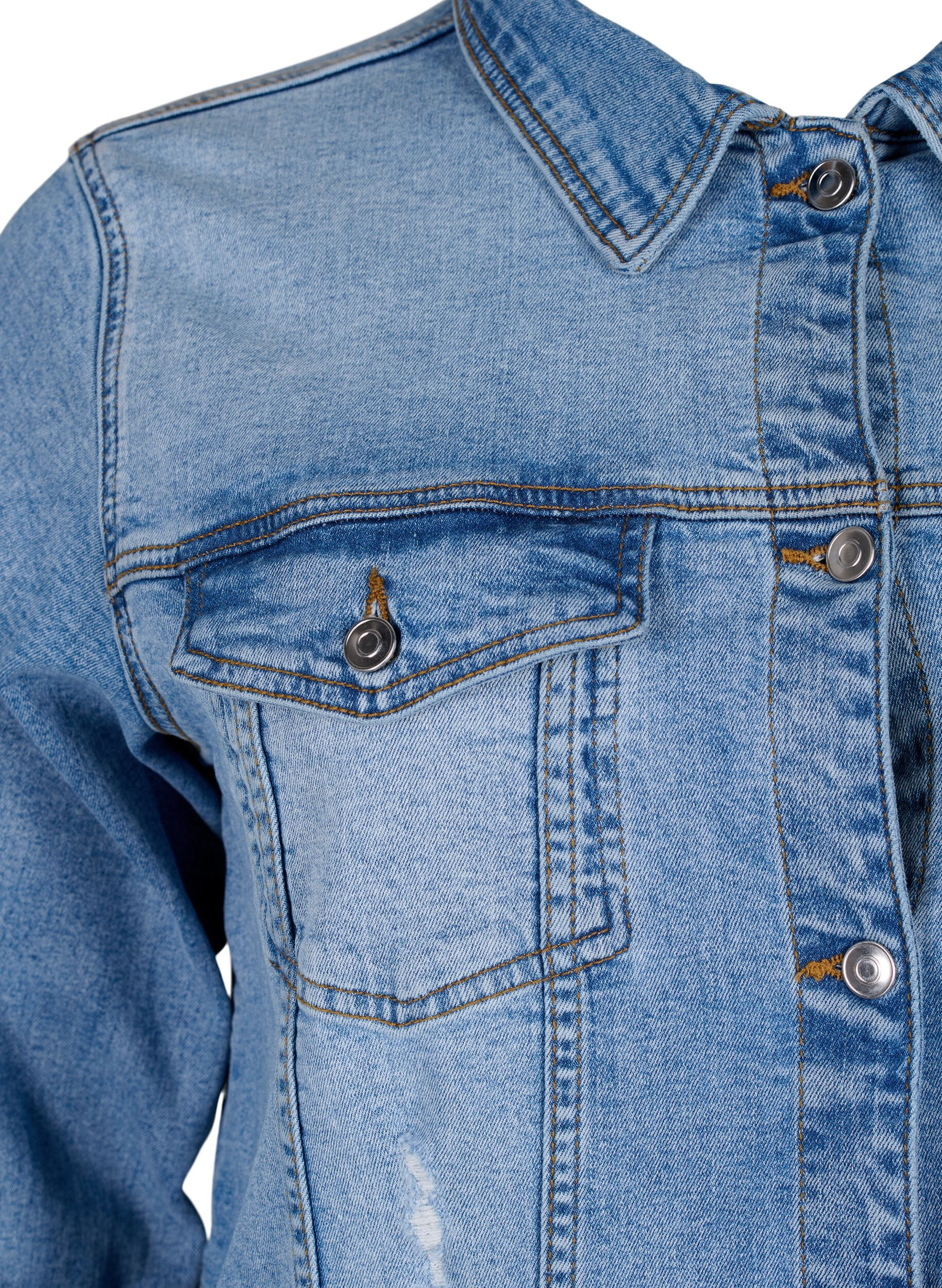 ZizziKurze Denim-Jacke aus Baumwolle, Light blue denim, Packshot image number 2