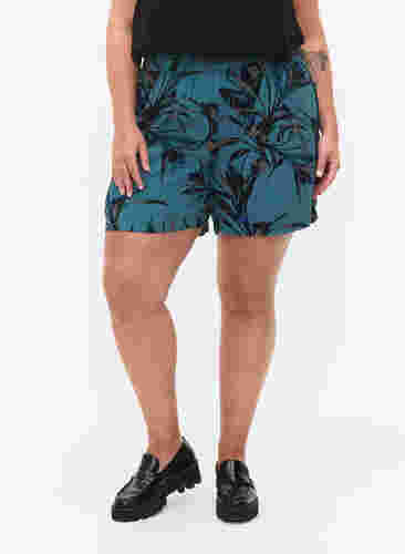 Locker sitzende Shorts aus Viskose, Sea Pine Leaf, Model image number 1