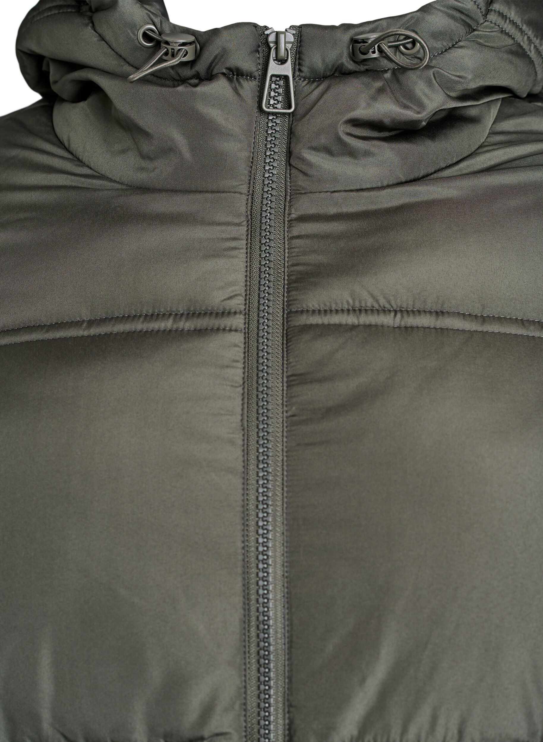 ZizziKurze Steppjacke mit Kapuze und Zwei-Wege-Rei&szlig;verschluss, Grau, Packshot image number 2