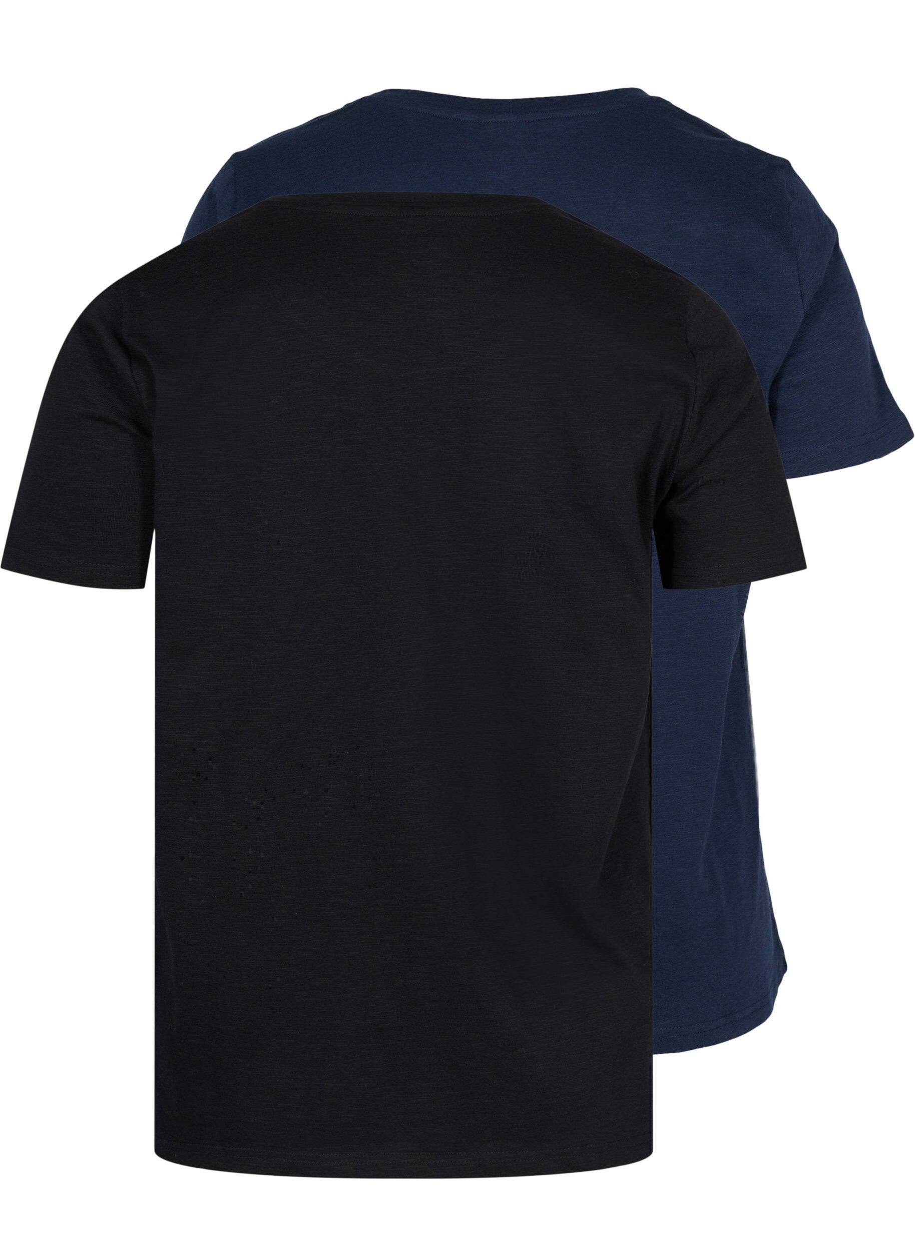 Zizzi2er-Pack basic T-Shirts aus Baumwolle, Black/Navy Blazer, Packshot image number 1