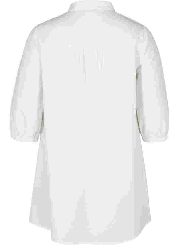 Baumwolltunika mit 3/4-Ärmeln und Spitze, Bright White, Packshot image number 1