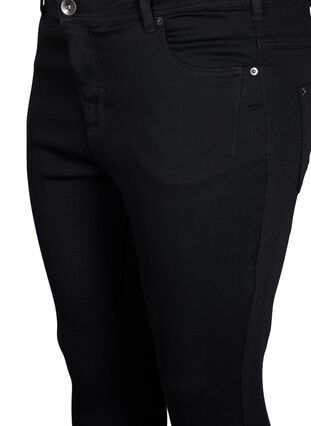 Cropped Amy Jeans mit Reißverschluss, Black denim, Packshot image number 2