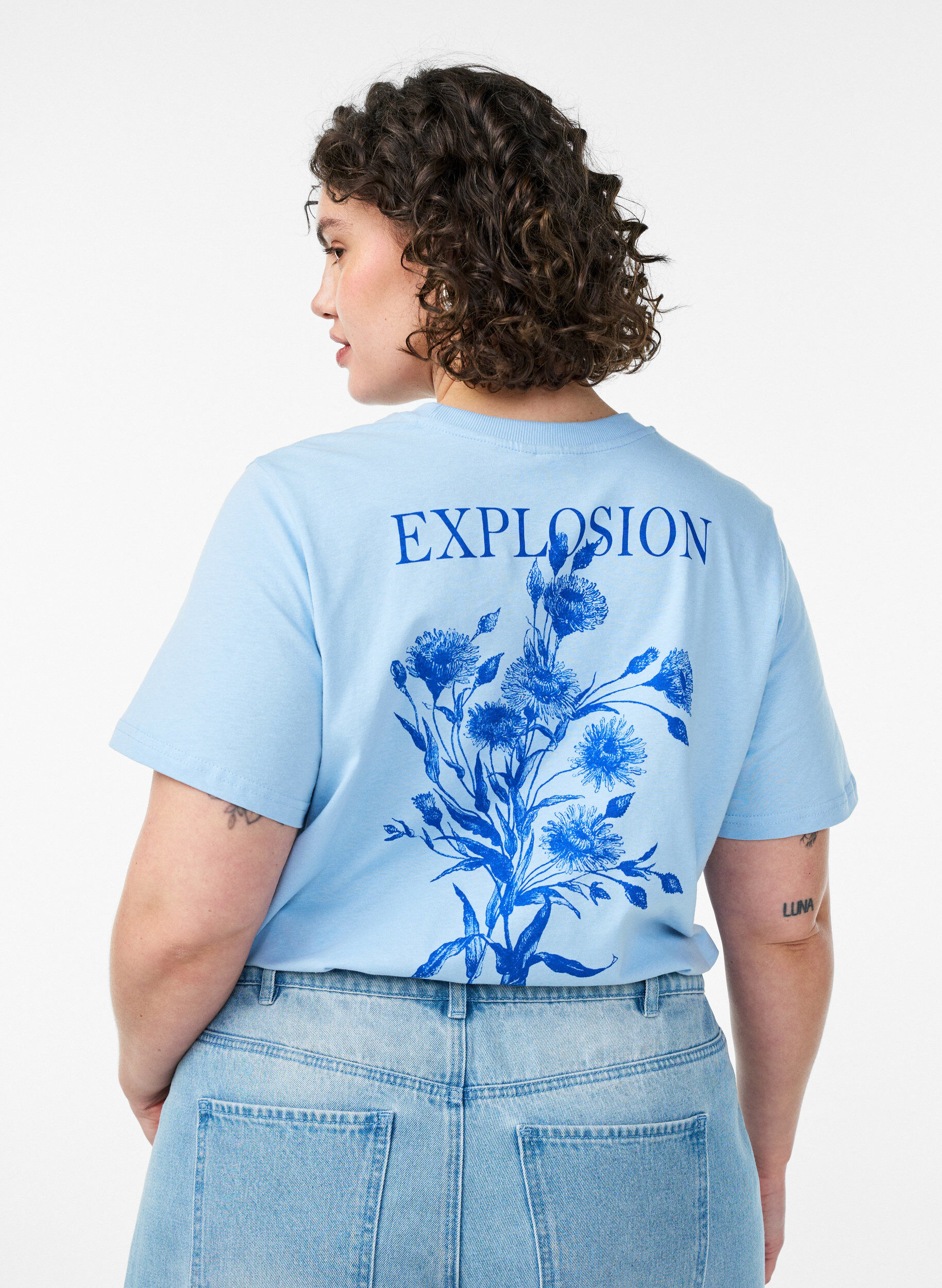 ZizziT-shirt aus Baumwolle mit Print, Blau, Model image number 2