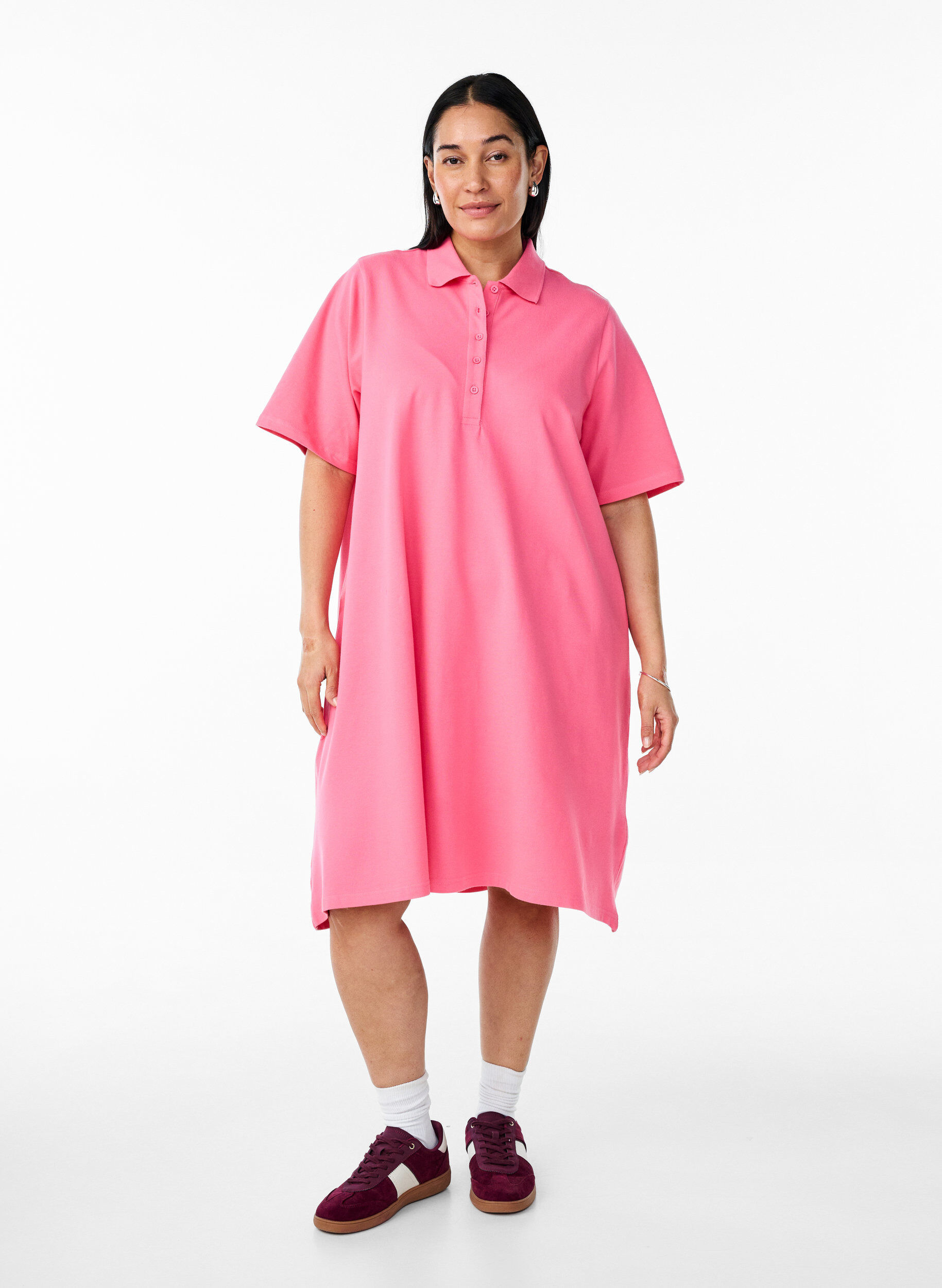 Kurzes Polokleid im A-Linien-Schnitt, Pink, Model