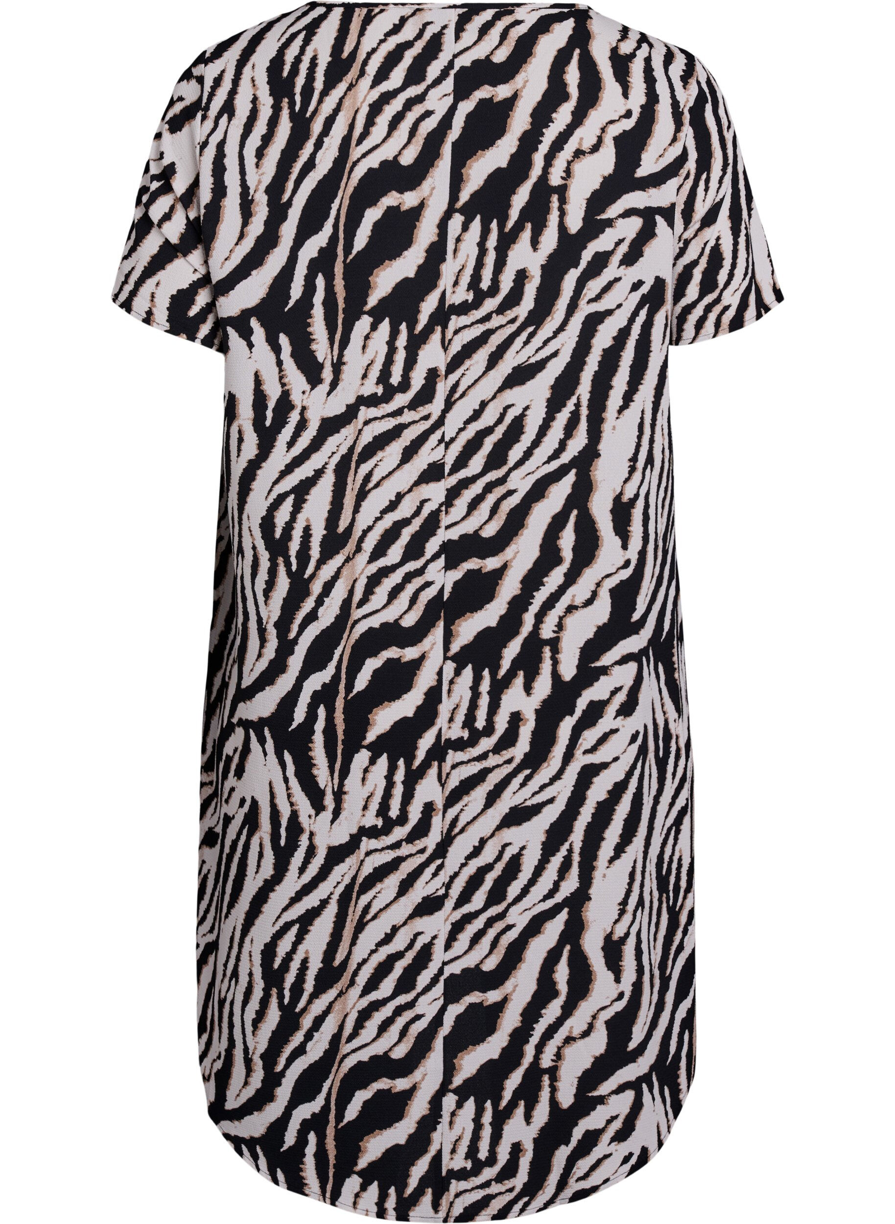 ZizziKleid mit Aufdruck und kurzen &Auml;rmeln, Schwarz, Packshot image number 1