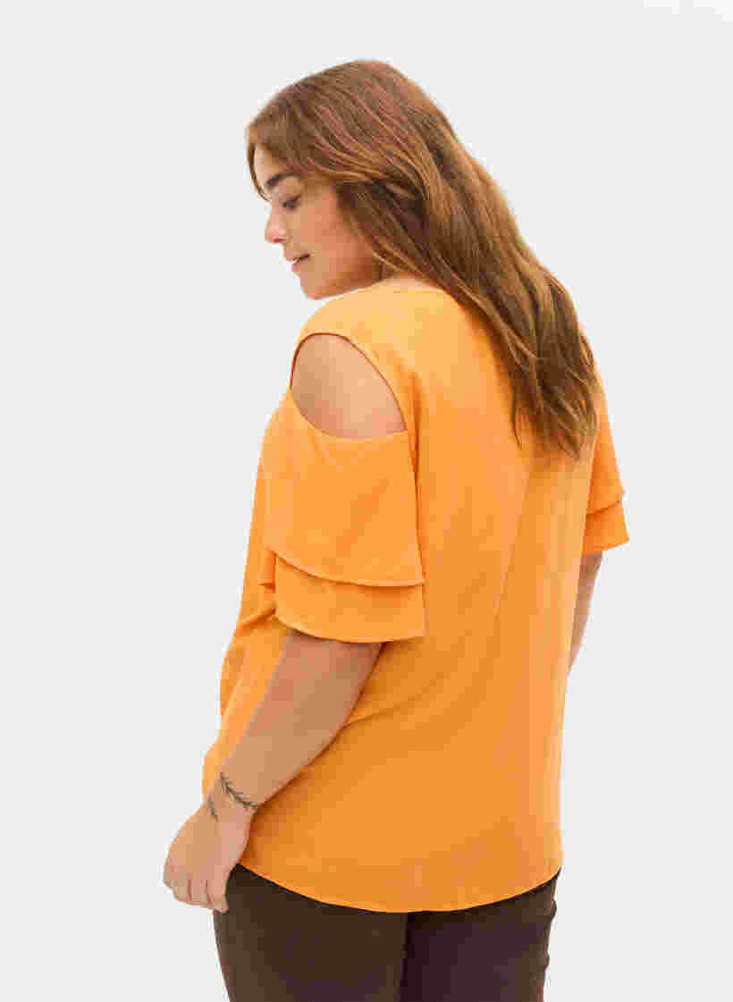Kurzärmelige Bluse aus Viskose, Orange Peel, Model image number 1