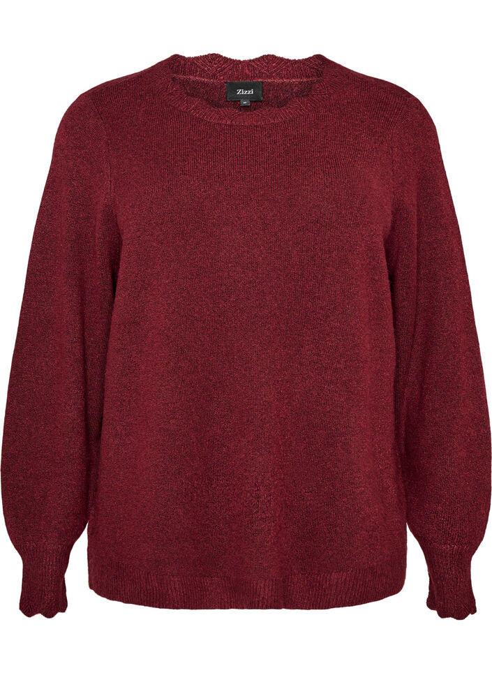 Strickbluse mit Wellenkante, Rot, Packshot image number 0