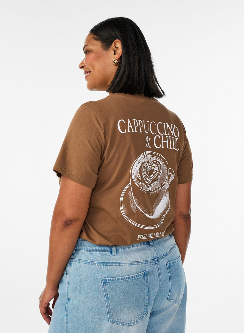 T-Shirt aus Baumwolle mit Print, Braun, Model image number 2