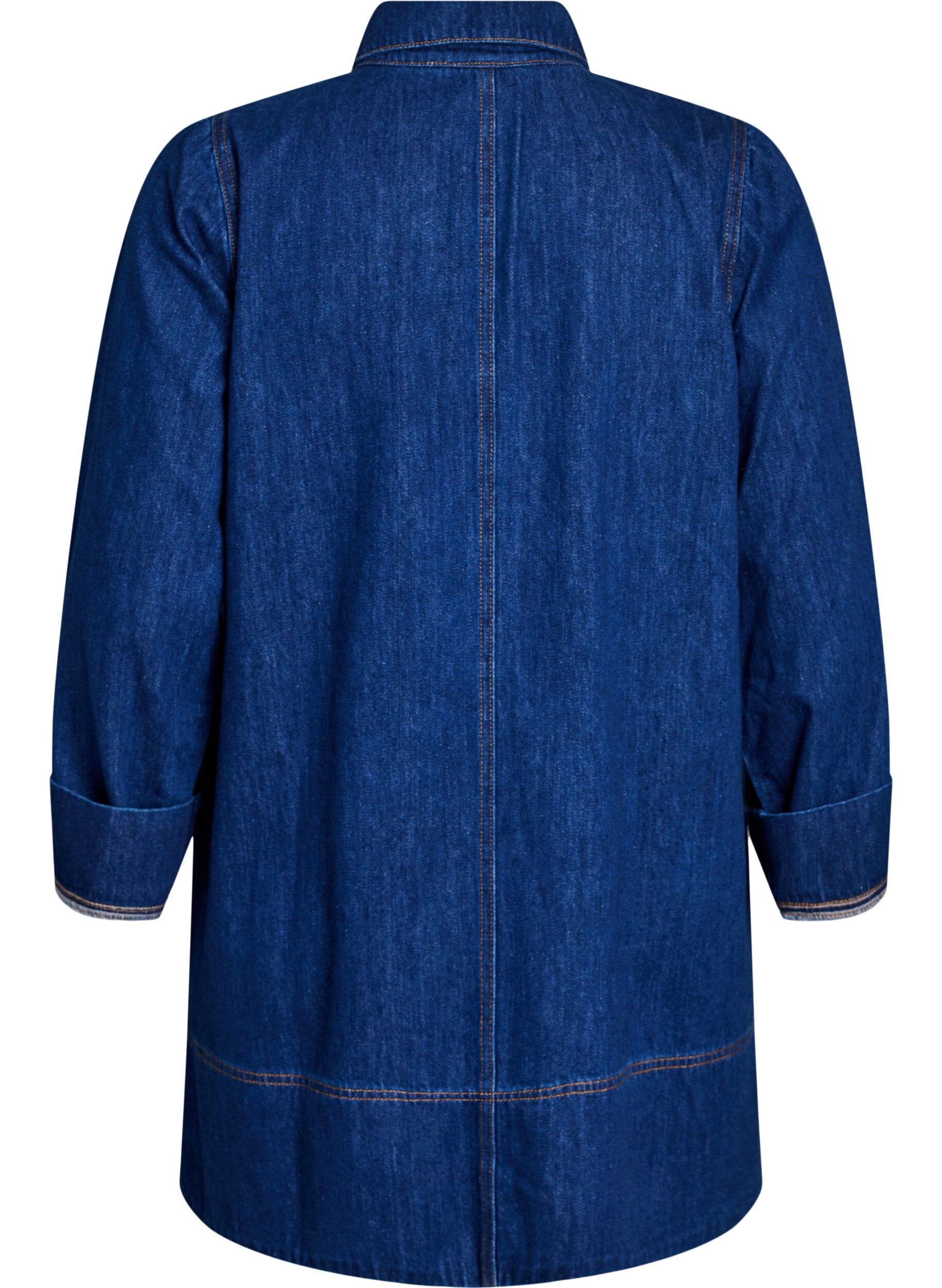 ZizziKurzes Jeanskleid mit Kragen und Knopfleiste, Blau, Packshot image number 1