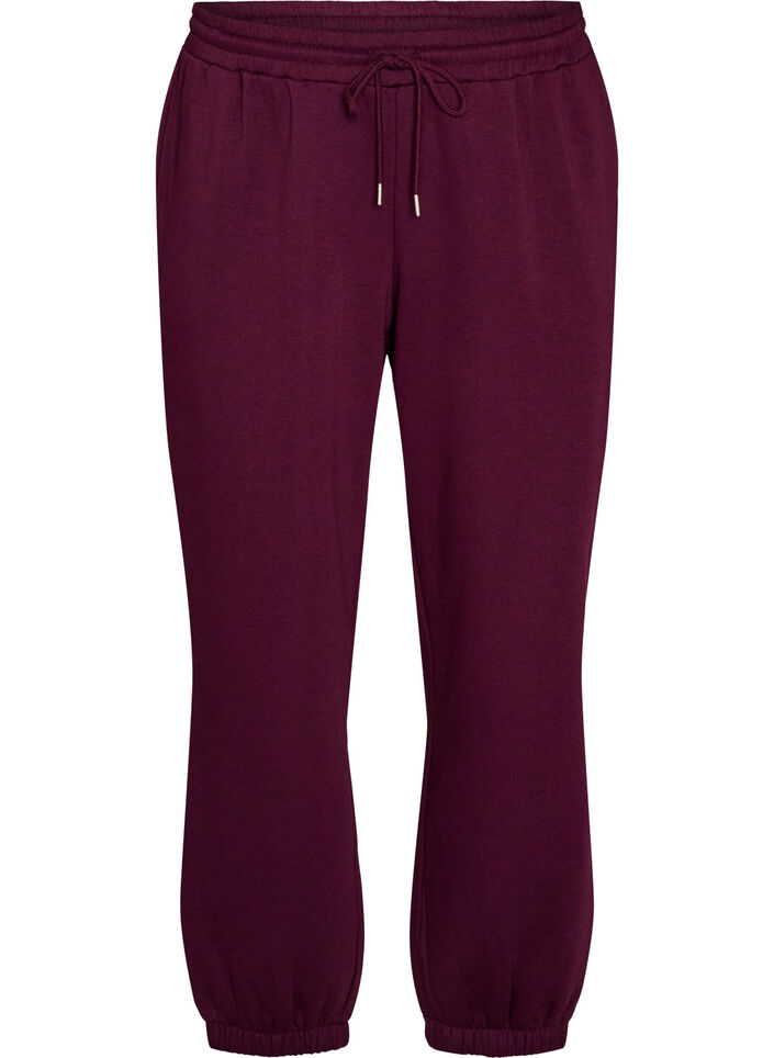 Hoch taillierte Sweatpants mit Kordelzug, Lila, Packshot image number 0