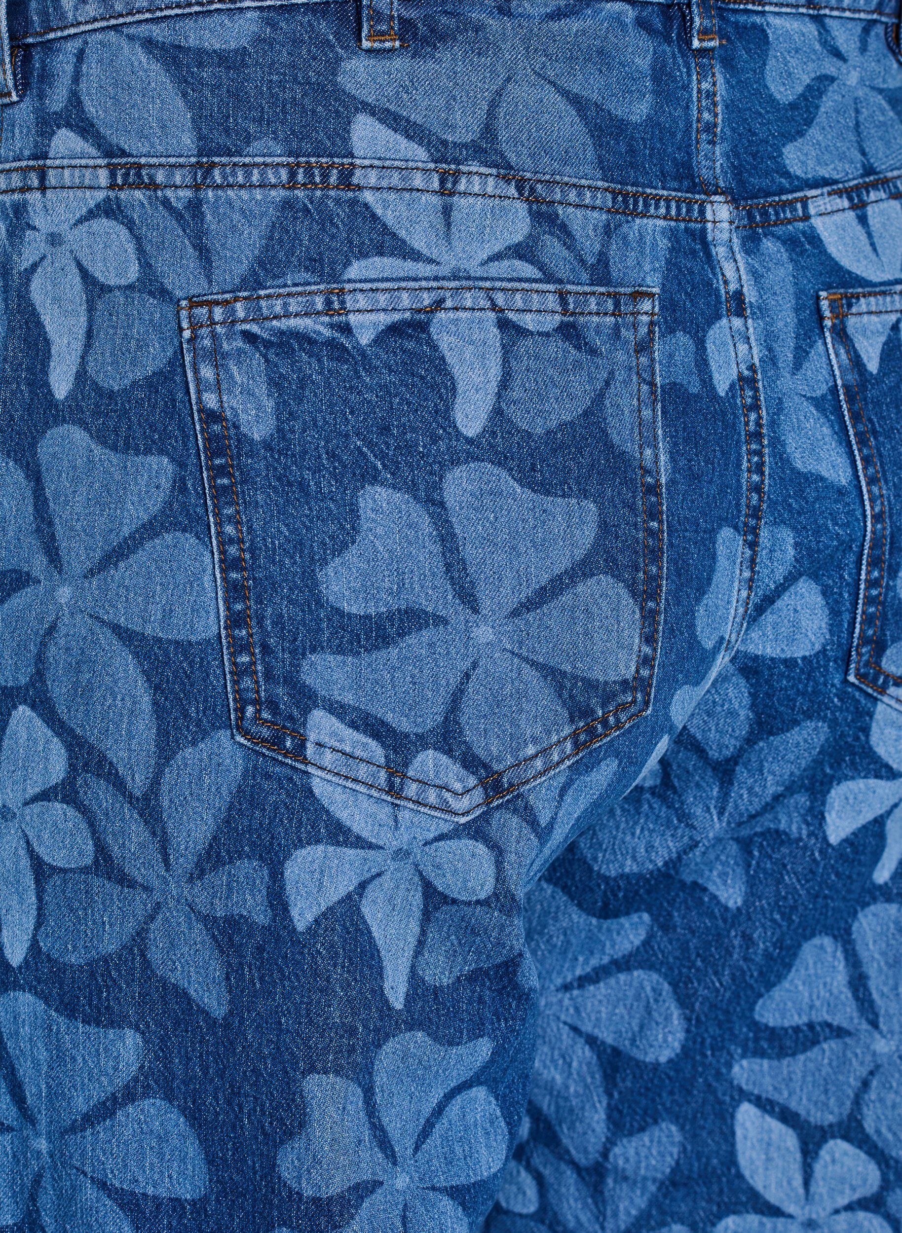 ZizziMyra Jeans aus gebl&uuml;mtem Denim mit weiter Passform, Blau, Packshot image number 3